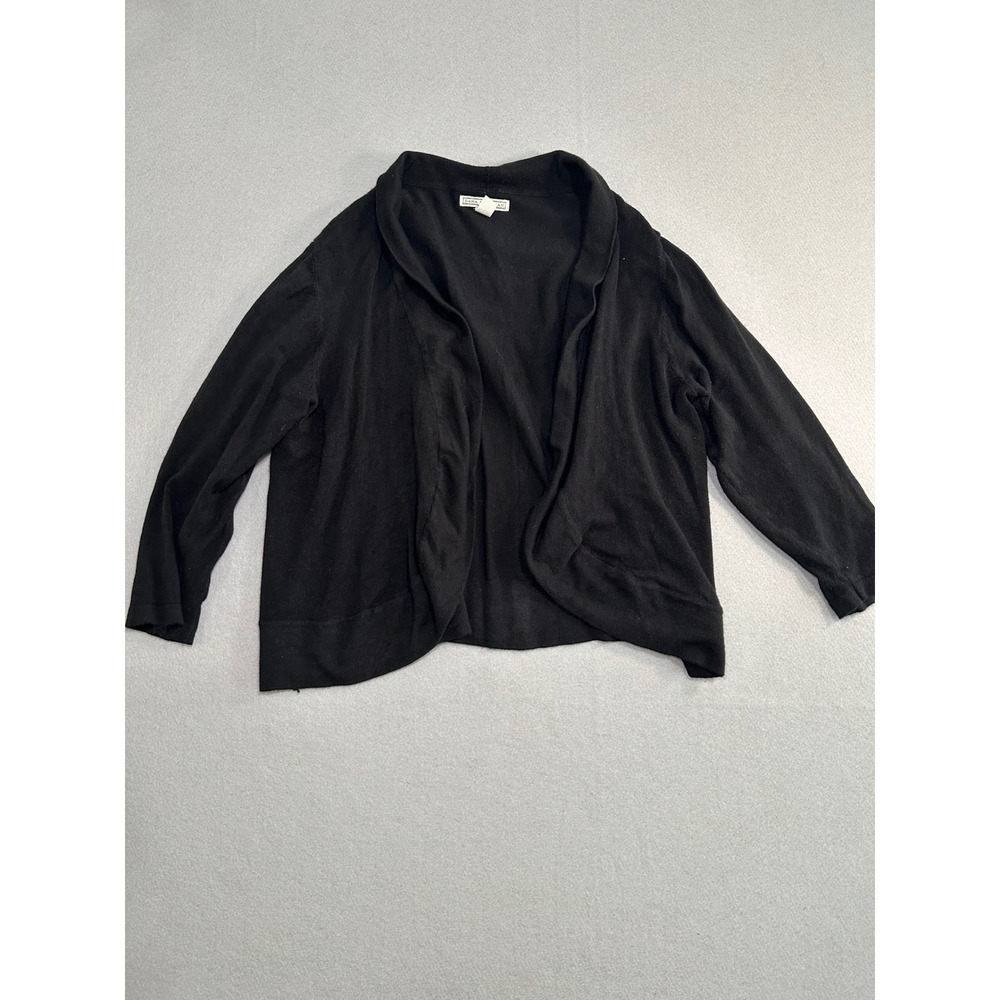 Dana Buchman Cardigan Sweater Womens XL Black Open Front Shawl Collar Knit